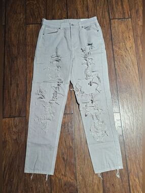 American Eagle Distressed Grey Mom Jeans